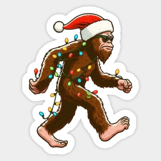 Bigfoot Santa Christmas Tree Lights Sticker